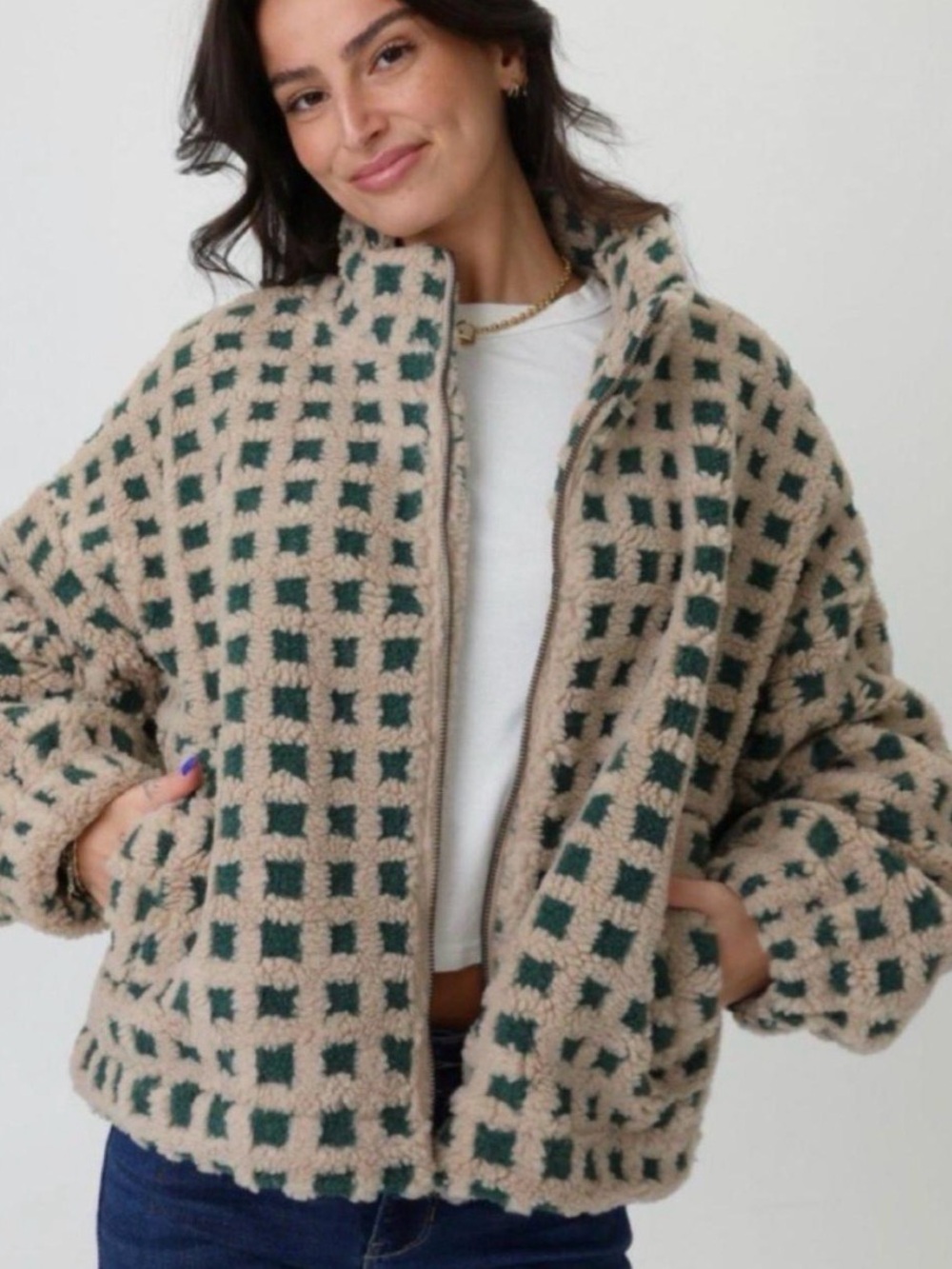Cozy Check Sherpa Jacket